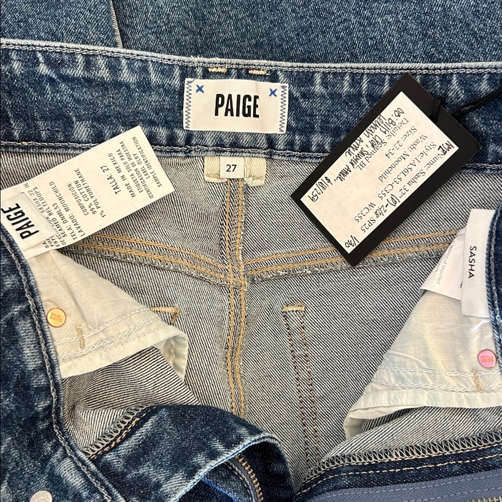 PAIGE NWT Sasha 27 High Rise Wide Leg Denim Blue Jean Moonchild Wash - Picture 4 of 5